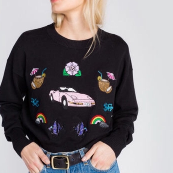 Wildfox Sweaters - Wildfox Miami Patch Barbie Corvette Pullover